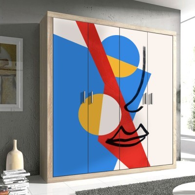 Houseart Colorful compination, Line Art, Αυτοκόλλητα ντουλάπας, 100 x 133 εκ.